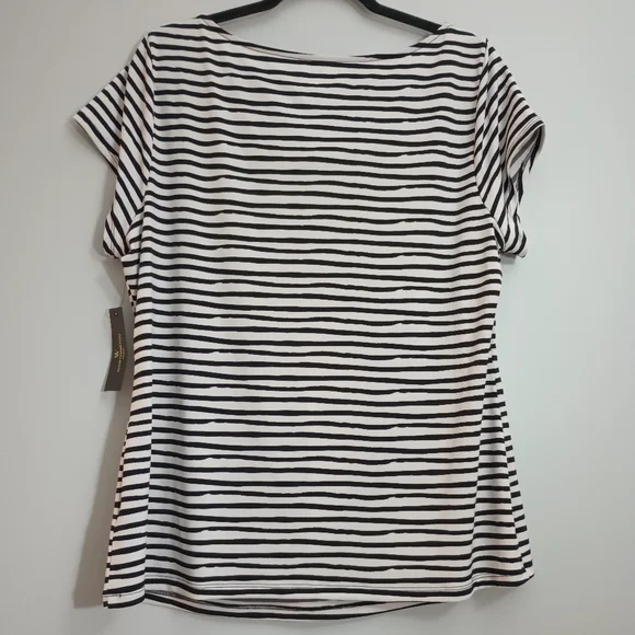 Worthington Black and White Striped Blouse 1X - Picture 6 of 9